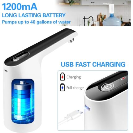Deming Galon Su Sebili Pompası, Elektrikli Su Şişesi Pompası Şarj Edilebilir, Taşınabilir USB Şarj 2-5 Galon Için Otomatik Içme Suyu Sürahi Dispenseri (Siyah) (Yurt Dışından) - Görsel 2