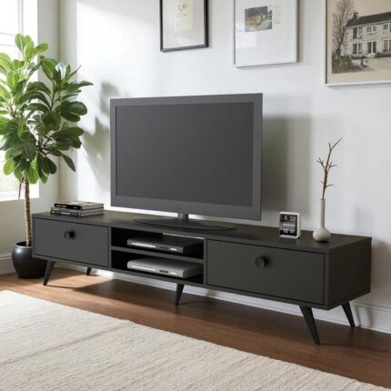 Robin Home Arya Tv Ünitesi Tv Sehpası Ahşap Ayak, 2 Çekmeceli  Ar5 - Görsel 2