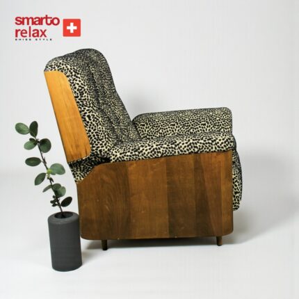Smarto Relax TV Koltuğu Berjer – Napoli Serisi (Berjer + Puf), Sabit Mekanizmasız, Ergonomik Tasarım, Kadife/Şönil Kumaş, Doğal Ahşap Arka Panel, Dekoratif Tekli Koltuk (Salon/Oturma Odası) - Görsel 3