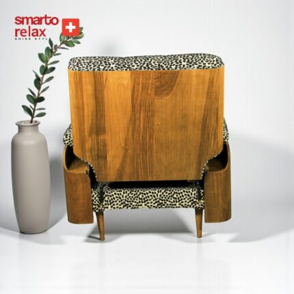 Smarto Relax TV Koltuğu Berjer – Napoli Serisi (Berjer + Puf), Sabit Mekanizmasız, Ergonomik Tasarım, Kadife/Şönil Kumaş, Doğal Ahşap Arka Panel, Dekoratif Tekli Koltuk (Salon/Oturma Odası) - Görsel 4