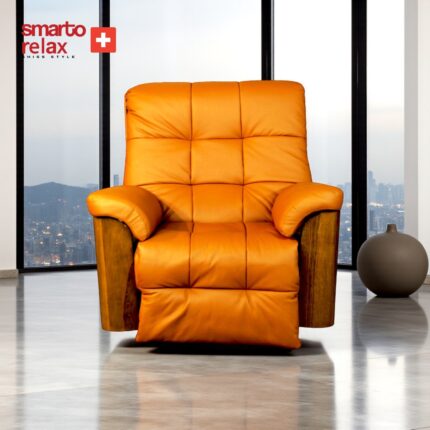 Smarto Relax swiss style TV Koltuğu Berjer (Kahverengi) – Münih Serisi, Elektrikli Kademeli Sırt Dayama, Ergonomik, Deri Döşeme, Kontrol Panelli, Dekoratif Tekli Koltuk
