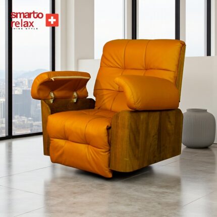 Smarto Relax swiss style TV Koltuğu Berjer (Kahverengi) – Münih Serisi, Elektrikli Kademeli Sırt Dayama, Ergonomik, Deri Döşeme, Kontrol Panelli, Dekoratif Tekli Koltuk - Görsel 2