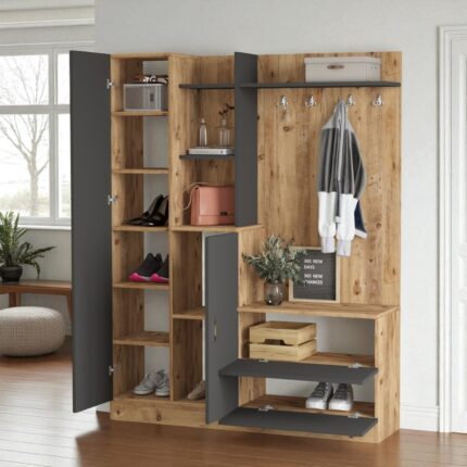 Robin Home Jessie Vestiyer Ayakkabılık Portmanto Aynalı Raflı - Görsel 3