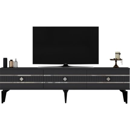 Cantek Dizayn Lenoract 180CM Tv Sehpası Antrasit-Gümüş - Görsel 2