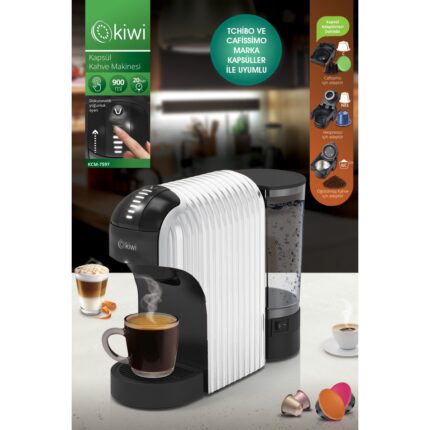 Kiwi Kcm-7597 Multikapsül Kahve Makinesi Beyaz Nespresso / Tchibo / Toz Kahve ile Uyumlu