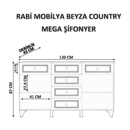 Rabi Mobilya Beyza Country Mega Şifonyer - Görsel 4