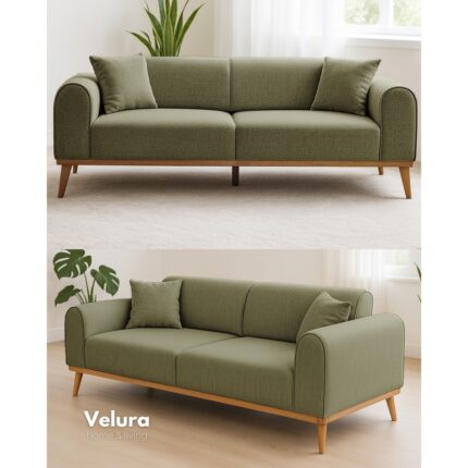 Velura Home & Living Valo Sırt Mekanizmalı 3 Adet Üçlü Kanepe & 3'lü Koltuk (3+3+3) - Fildişi