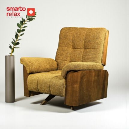 Smarto Relax TV Koltuğu Berjer – Sicilya Serisi, Döner Mekanizmalı, Ergonomik Tasarım, Bukle (Bouclé) Polyester Kumaş, Doğal Ahşap Panel, Dekoratif Tekli Koltuk (Salon/Oturma Odası)(Kahverengi) - Görsel 2