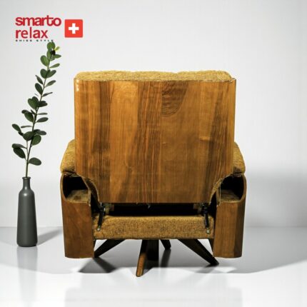 Smarto Relax TV Koltuğu Berjer – Sicilya Serisi, Döner Mekanizmalı, Ergonomik Tasarım, Bukle (Bouclé) Polyester Kumaş, Doğal Ahşap Panel, Dekoratif Tekli Koltuk (Salon/Oturma Odası)(Kahverengi) - Görsel 4