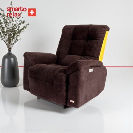Smarto Relax TV Koltuğu Berjer (Kahverengi) – Zürih Serisi, Elektrikli Kademeli Sırt Dayama, Ergonomik, Kadife Polyester, Kontrol Panelli, Dekoratif Tekli Koltuk - Görsel 5