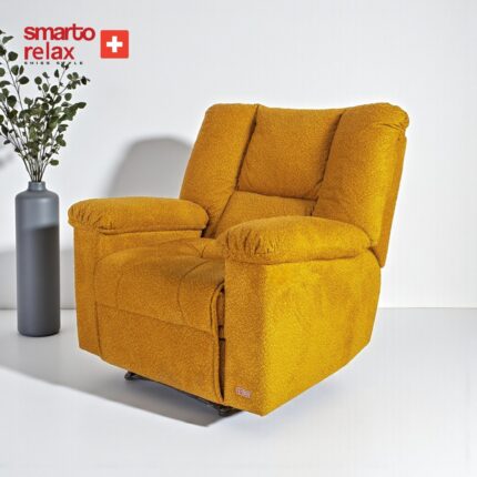 Smarto Relax TV Koltuğu Berjer PORTO Comfort –, Elektrikli Kademeli Sırt Dayama, Ergonomik Tasarım, Bukle (Bouclé) Polyester Kumaş, Kontrol Panelli, Dekoratif Tekli Koltuk (Salon/Oturma Odası)(sari) - Görsel 2