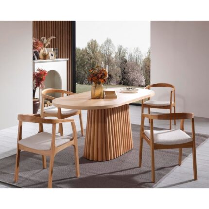 Gazzini Furniture Savana Oval Ahşap Bohem Yemek Masası 80X160 - Görsel 5
