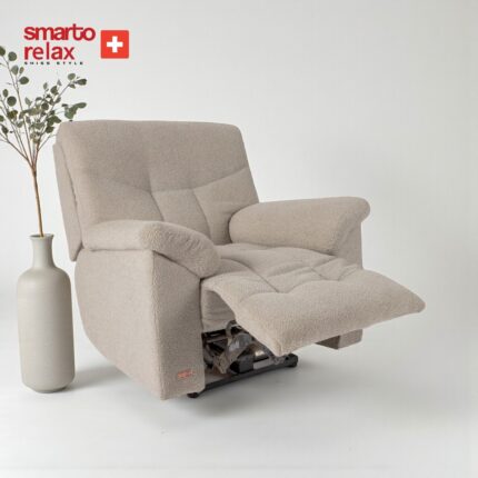 Smarto Relax swiss style TV Koltuğu Hitit Elektrikli Sırt Dayanağı Kontrol Panelli Ergonomik Kadife Polyester Açık Gri Dekoratif Baba Koltuğu - Görsel 3