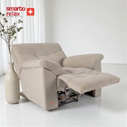 Smarto Relax swiss style TV Koltuğu Hitit Elektrikli Sırt Dayanağı Kontrol Panelli Ergonomik Kadife Polyester Açık Gri Dekoratif Baba Koltuğu - Görsel 4