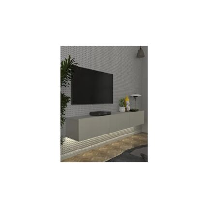 Dorpek Cercei LED Li Işıklı Tv Ünitesi 180 cm - Kumtaşı Renk, Modern, Geniş, Raflı Tasarım - Tv Sehpası