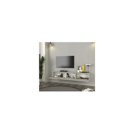 Dorpek Cercei LED Li Işıklı Tv Ünitesi 180 cm - Kumtaşı Renk, Modern, Geniş, Raflı Tasarım - Tv Sehpası - Görsel 3