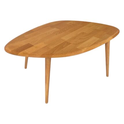 Faw Decor Masif %100 Doğal Ahşap Modern Oval Asimetrik Demonte Orta Sehpa