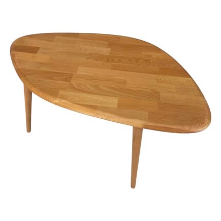 Faw Decor Masif %100 Doğal Ahşap Modern Oval Asimetrik Demonte Orta Sehpa - Görsel 3