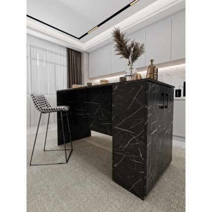 asratrend %100 Mdflam 150CM Dolaplı Yüksek Mutfak Adası Yemek ve Bar Masası Ma-04 - Görsel 2