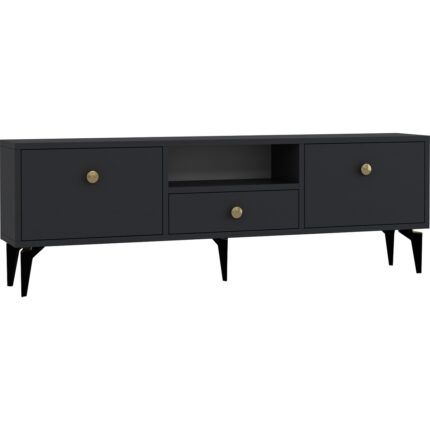 Demonte Decor 1300DROPDD-1 Tv Sehpası Antrasit-Altın Kulp - Görsel 3