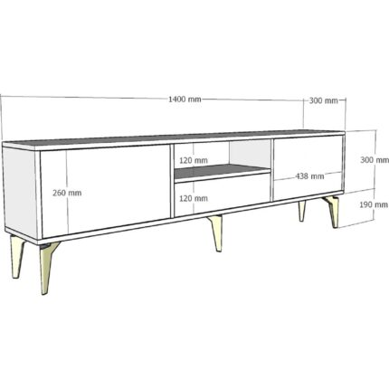 Demonte Decor 1300DROPDD-1 Tv Sehpası Antrasit-Altın Kulp - Görsel 5