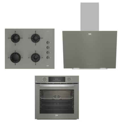 Beko Buhar Destekli Manhattan Gri 3’lü Ankastre Set (Bfc 432 G Fırın + Bocd T6510 Eg Ocak + Bde 6041G Davlumbaz)