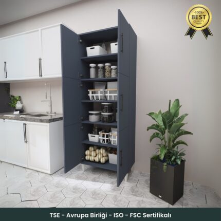 B3 Concept B3CONCEPT Geniş Hacimli 6 Kapaklı 6 Raflı Çok Amaçlı - Kolay Kurulum - Mutfak Balkon Banyo Erzak Kiler Dolabı