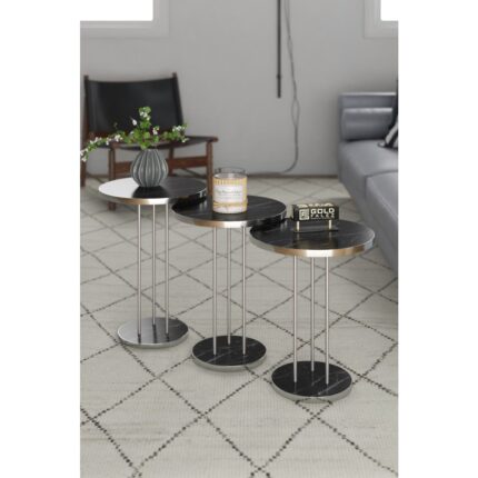 Gold Falez Zigon Sehpa – Yonga Levha ve Metal, PVC Kenar Bantlı, 34 cm ve 22 cm Tablalı, Salon ve Oturma Odası İçin Şık Tasarım - Görsel 3