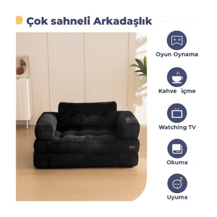 Katt Kapri Hardal Yeni Nesil Yatak Kanepe  Koltuk Pati Dostu Kadife Kumaşlı - Görsel 5