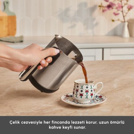 Karaca Hatır Neo Inox Çelik Cezveli Türk Kahve Makinesi Inox - Görsel 3