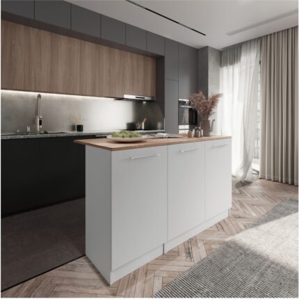 T Designo MDF Suntalam Mutfak Dolabı 150x40x85 cm Tezgahlı Modern Depolama ve Hazırlık Ünitesi - Görsel 5