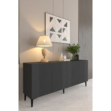 Ceneyra KA1511A- Corsa Lazer Çizgili Konsol , Tv Sehpası , Çok Amaçlı Dolap 150CM Antrasit - Görsel 2