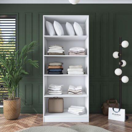 Rani BA160 Gardırop 2 Kapaklı Seyyar Raflı Elbise Dolabı Beyaz - Görsel 3
