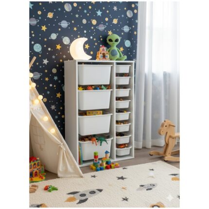 Decosense 12 Çekmeceli Çok Amaçlı Oyuncak Dolabı ve Saklama Ünitesi – Çocuk Odası Düzenleyici Etiket Hediyeli - Görsel 5