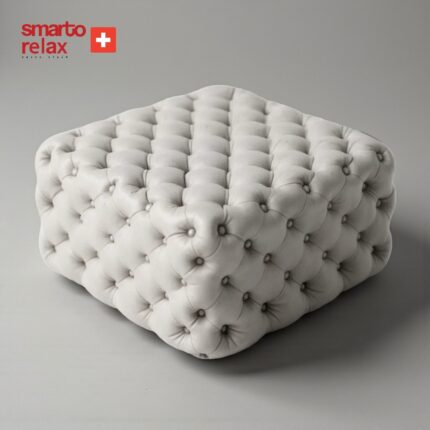 Smarto Relax  Swiss Style Puf Poschiavo Ayaksız Kapitoneli baby face Dekoratif 100x100x45 cm Ayaksız Kapitoneli Dekoratif puf(Ekru) - Görsel 2