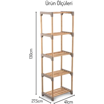 Nandy Home 5 Katlı Geniş Kullanım Kitaplık, Kitap Düzenleyici, Çok Amaçlı Masif Ahşap Raf - Görsel 2