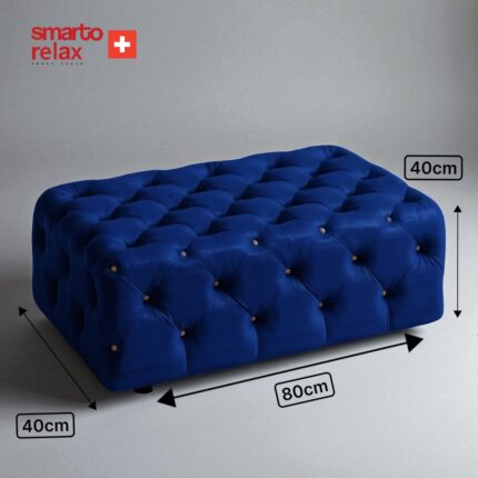 Smarto Relax  Swiss Style Puf Guarda Ayaksız Kapitoneli  Dekoratif 80x40x45 cm Ayaksız Kapitoneli Dekoratif puf(Lacivert) - Görsel 3