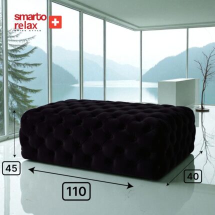 Smarto Relax Swiss Style Puf Soglio Ayaksiz Kapitoneli 100x100x45 Puf Ayaksız Kapitoneli Dekoratif puf(Siyah) - Görsel 3