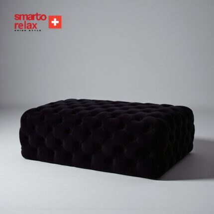 Smarto Relax Swiss Style Puf Soglio Ayaksiz Kapitoneli 100x100x45 Puf Ayaksız Kapitoneli Dekoratif puf(Siyah) - Görsel 2