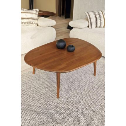 Faw Decor Fawdecor Asimetrik Masif Ahşap Doğal 4 Ayaklı Modern İskandinav Tarzı Orta Sehpa ve 3'lü Zigon Sehpa Seti - Görsel 4