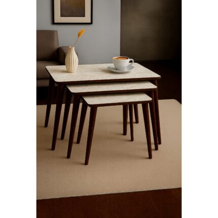 Ayge Istanbul Traverten 3'lü Zigon Sehpa %100 Mdf