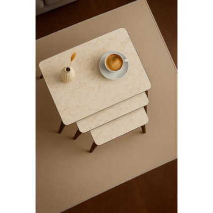 Ayge Istanbul Traverten 3'lü Zigon Sehpa %100 Mdf - Görsel 5