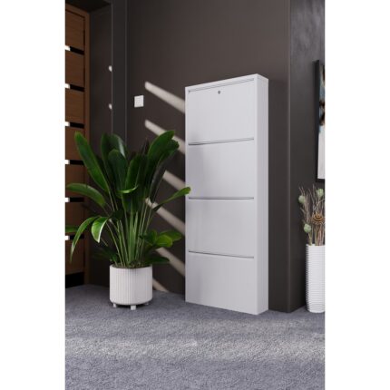 Wood House Hera Metal Kilitli Ayakkabılık 4'lü Beyaz - Görsel 3
