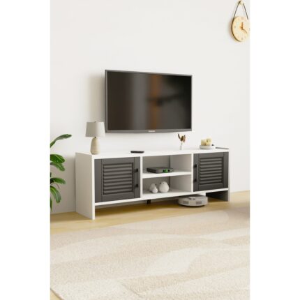 İntergo Molde Retro Tv Sehpası Mdf Membran Kapaklı Raflı Tv Ünitesi Televizyon Sehpası - Görsel 2