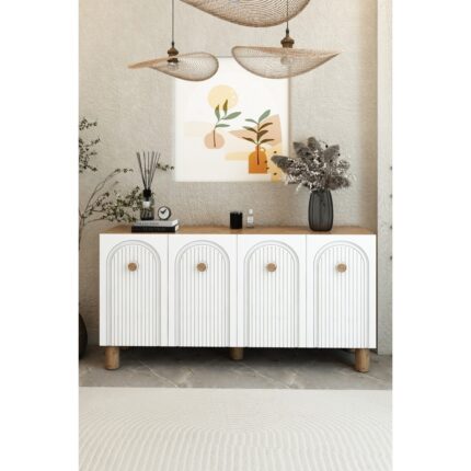 İzco Design Bohem 4 Kapaklı Konsol – Mdf Kapaklı Modern Salon Dolabı | Çok Amaçlı Depolama Ünitesi