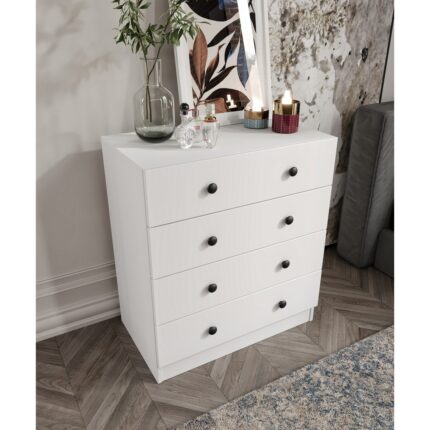 %100 Mdf Moriva 4 Çekmeceli Şifonyer – 90X80X47 cm Kurulum Animasyonu-Teleskopik Ray- 40 cm Çekmece Derinlik - Görsel 4