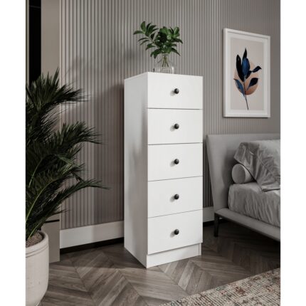 %100 Mdf Moriva  5 Çekmece Şifonyer Soft Beyaz 132 Cm-Animasyonlu - Görsel 4