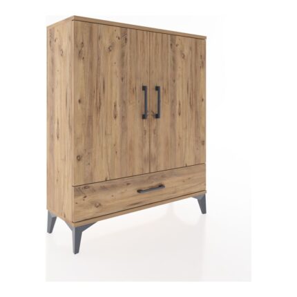 Dienni Arges Şifonyer 2 Raflı Tek Çekmeceli 2 Kapaklı 88X30X106 Çam-Çam - Görsel 2
