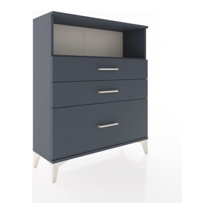 Dienni Arges Şifonyer Tek Raflı 3 Çekmeceli 88X30X106 Antrasit-Antrasit - Görsel 2