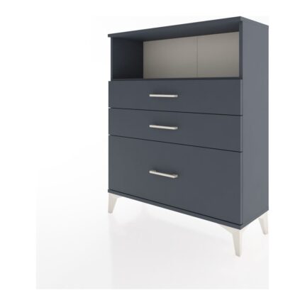 Dienni Arges Şifonyer Tek Raflı 3 Çekmeceli 88X30X106 Antrasit-Antrasit - Görsel 3